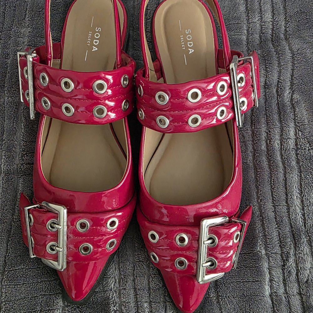 Soda Women's Bold Pink Buckle Heels